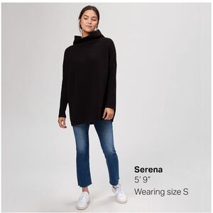 Free People Black Oversized Turtleneck Sweater